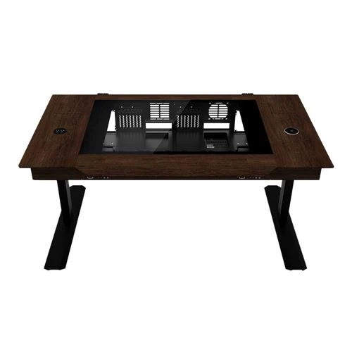 Case Lian Li DK-07 Wood Dual Chamber eATX Tempered Glass Computer Desk Case - Black