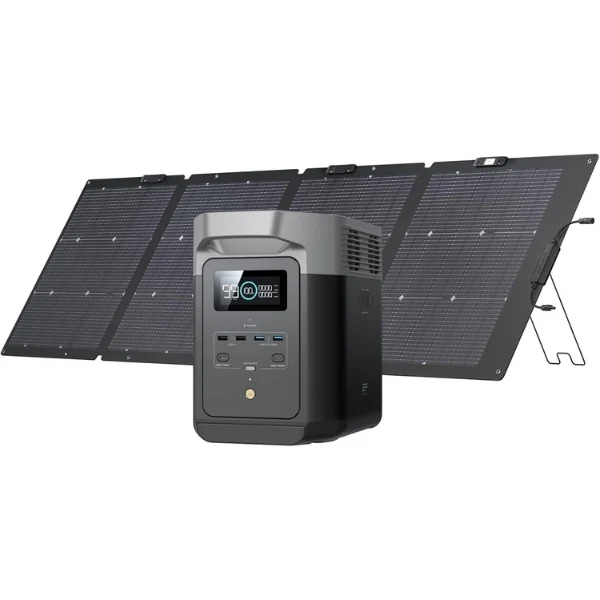 Estación de Energía Portátil EcoFlow DELTA 2, 1024 Wh, 1800 W, con Panel Solar de 220 W
