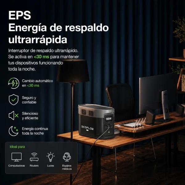 Estación de Energía Portátil EcoFlow DELTA 2 Max, 2048 Wh, 3400 W, Tecnología LiFePO4