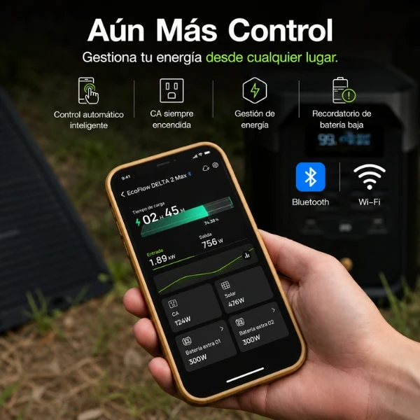 Estación de Energía Portátil EcoFlow DELTA 2 Max, 2048 Wh, 3400 W, Tecnología LiFePO4