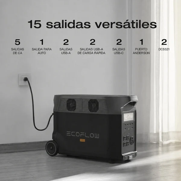 Estación de Energía Portátil EcoFlow DELTA Pro, 3600 Wh, 3600 W, con 2 Baterías Extra