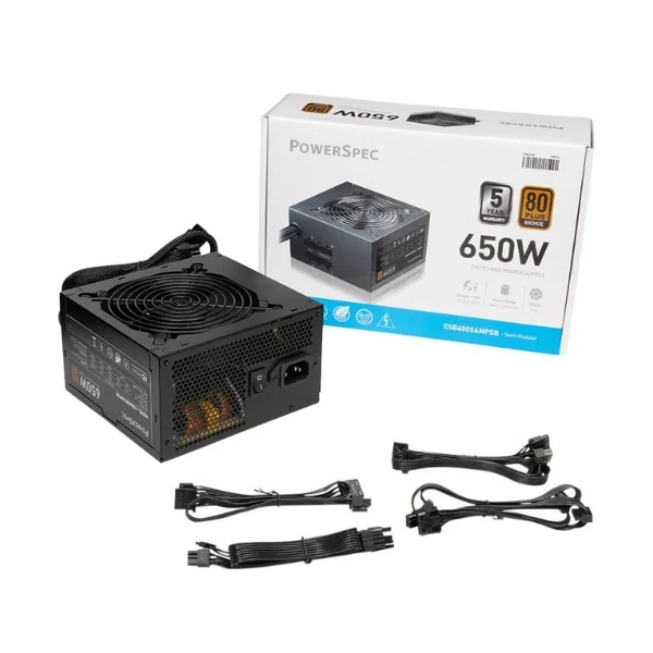 Fuente de Poder PowerSpec CW - 650W - 80 PLUS Bronze - Semi-Modular - ATX
