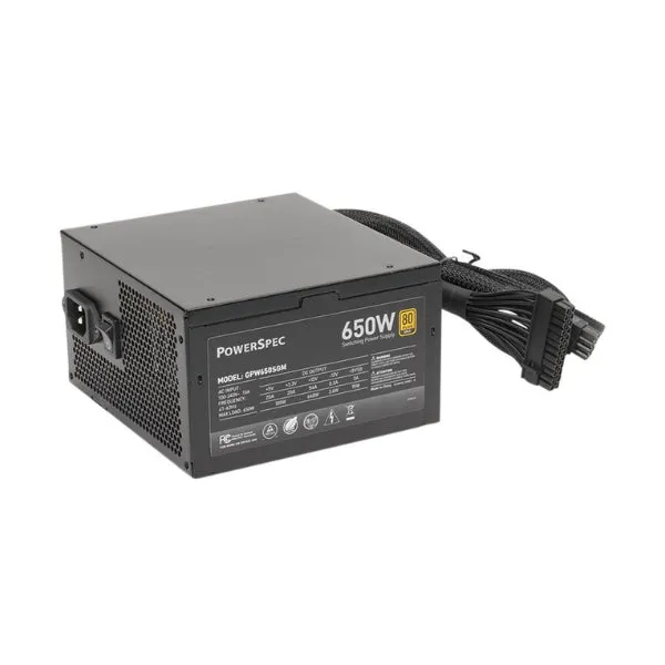 Fuente de Poder PowerSpec CW - 650W - 80 PLUS Gold - Semi Modular - ATX