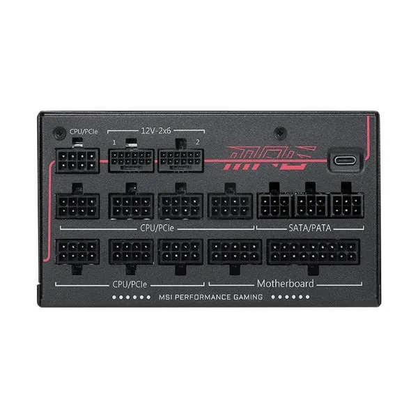 Fuente de Poder MSI MPG Ai1600TS PCIE5 - 1600W - 80 PLUS Titanium - Modular - ATX