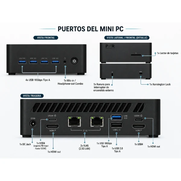 Mini PC - MSI - CUBI Z AI 8M-024BUS-BAR78 - Ryzen 7 / Ryzen 9 - Memoria Max 64GB - Ranuras para 2 SSD (Máx. 4TB) - Soporta hasta 4 monitores 4K - 6 USB - 2 HDMI - 2 USB-C - 2 LAN - AI-Powered