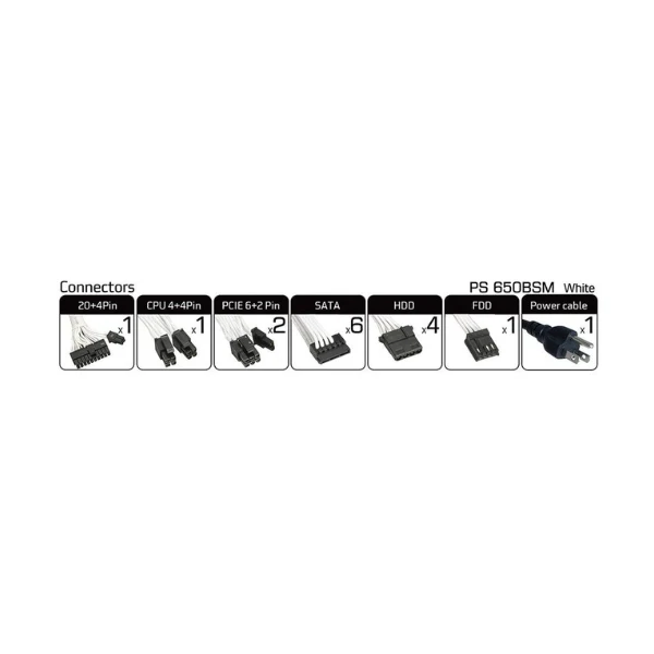 Fuente de Poder PowerSpec - 650W - 80 PLUS Bronze - Semi-Modular - ATX - White