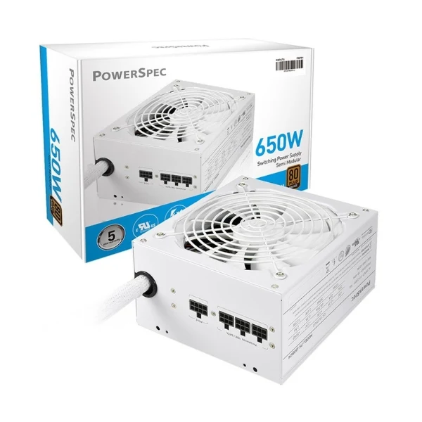 Fuente de Poder PowerSpec - 650W - 80 PLUS Bronze - Semi-Modular - ATX - White