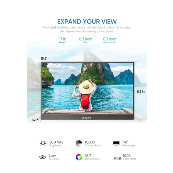 Monitor portátil Arzopa S1 Table - 15,6" Full HD - (1920 x 1080) IPS - 60 Hz