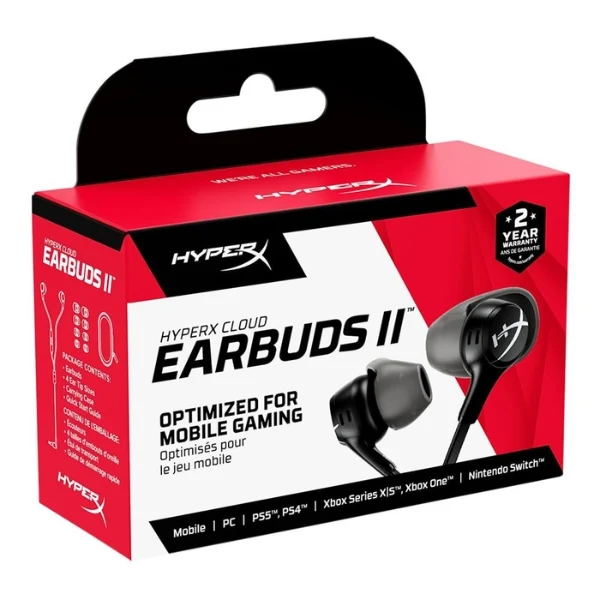 Audífonos In-Ear Gamer Cableados HyperX Cloud Earbuds II - 3.5mm - Micrófono Omnidireccional - 70N24AA - Negro