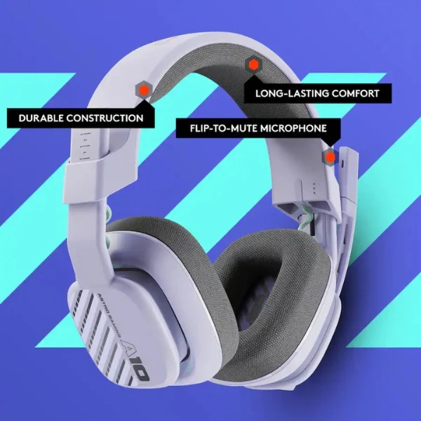 Audífonos Gamer Cableados Astro Gaming A10 Gen 2 para PC - 3.5mm - Drivers 32mm Neodymium - Micrófono Flip-to-Mute - 939-002076 - Lilac