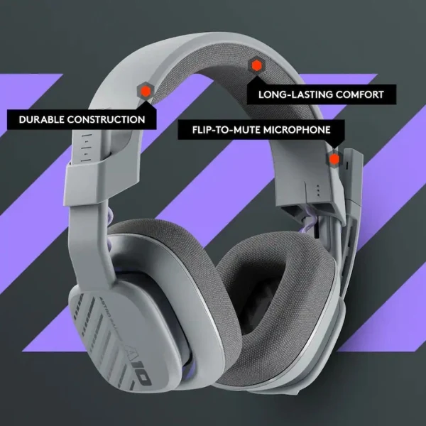 Audífonos Gamer Cableados Astro Gaming A10 Gen 2 para PC - 3.5mm - Drivers 32mm Neodymium - Micrófono Flip-to-Mute - 939-002069 - Gris
