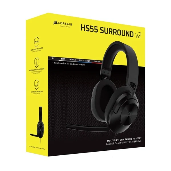Audífonos Corsair HS55 SURROUND v2 Multiplatform Gaming Headset - Carbon - CA-9011389-WW