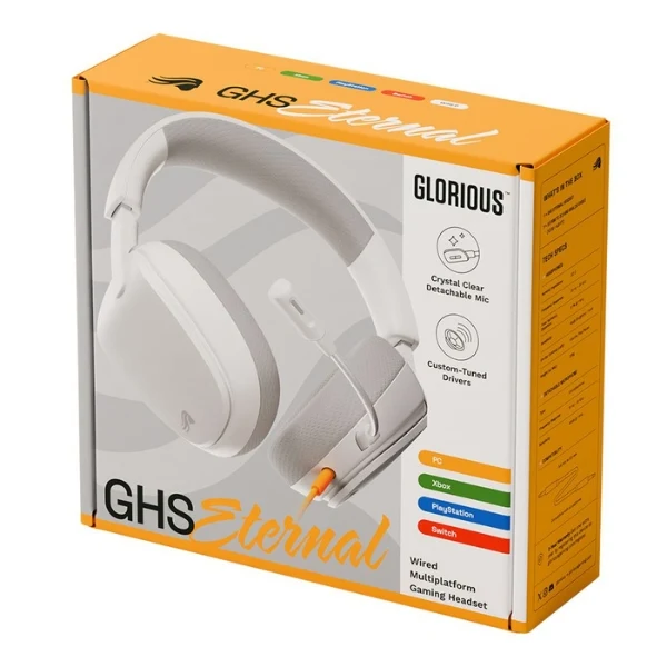 Audífonos Gamer Cableados Glorious GHS ETERNAL - 3.5mm - Drivers 40mm - Micrófono Omnidireccional - GLO-A-1PC-WHT - Blanco