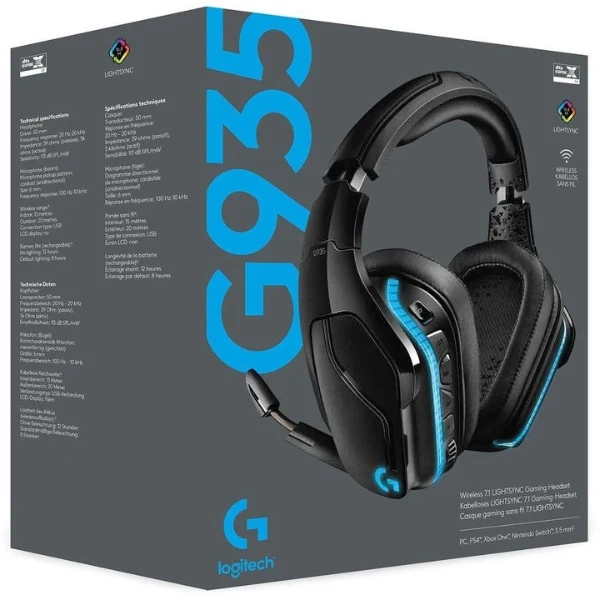 Audífonos Logitech G G935 RGB Wireless LIGHTSYNC Gaming Headset - 981-000742 - Black/Blue