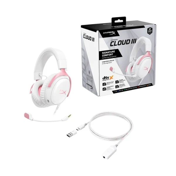 Audífonos HyperX Cloud III Wired Gaming Headset - 9W1Q4AA - White/Pink