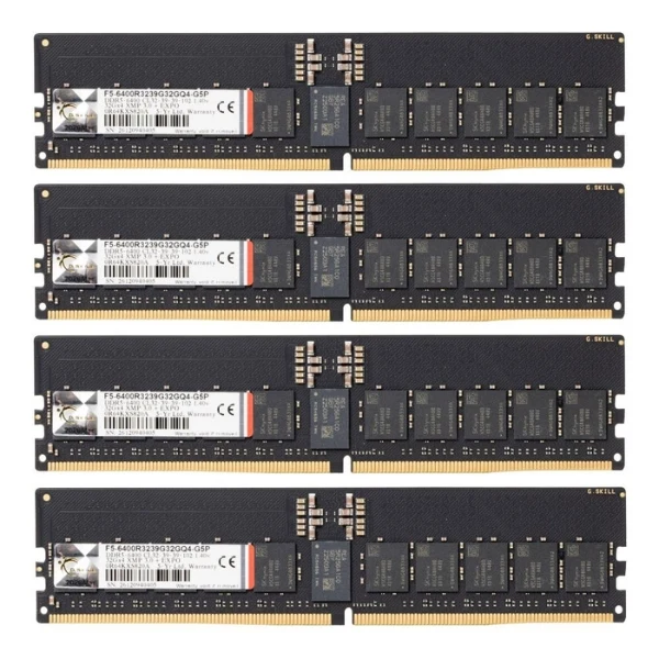 G.Skill G5P 128GB (4 x 32GB) DDR5-6400 PC5-51200 CL32 Quad Channel ECC Registered Memory Kit F5-6400R3239G32GQ4-G5P - Black