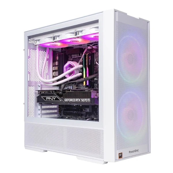 PC Computador PowerSpec G758 - AMD Ryzen 7 9800X3D 4.7GHz - LGA AM5 - 32GB DDR5-6000 - 2TB NVMe SSD - NVIDIA GeForce RTX 5070 Ti 16GB GDDR7 - MSI Pro B850-VC WiFi - 360mm AIO - Windows 11 Home - Blanco