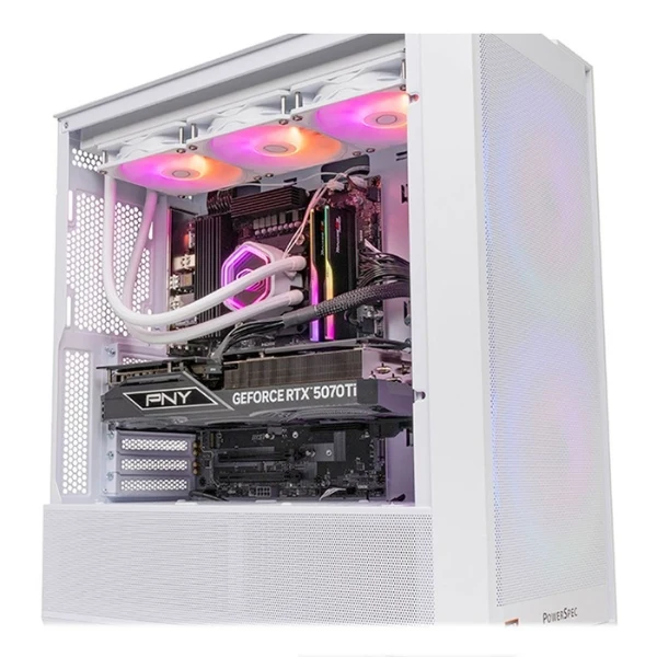PC Computador PowerSpec G758 - AMD Ryzen 7 9800X3D 4.7GHz - LGA AM5 - 32GB DDR5-6000 - 2TB NVMe SSD - NVIDIA GeForce RTX 5070 Ti 16GB GDDR7 - MSI Pro B850-VC WiFi - 360mm AIO - Windows 11 Home - Blanco