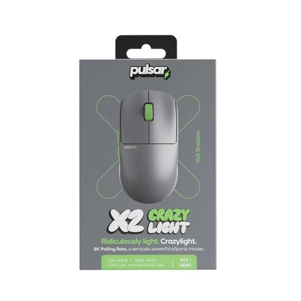 Mouse gaming inalámbrico Pulsar X2 CrazyLight Volt Shadow 32000 DPI con sensor XS-1 - PX2CL104 - Gris