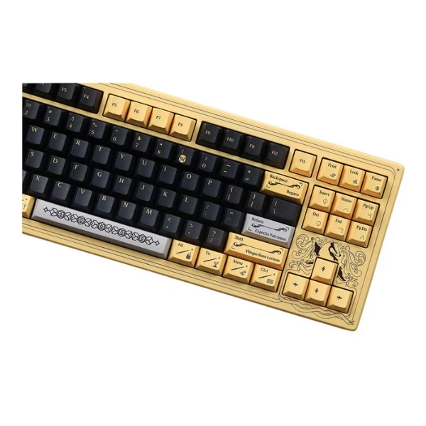 Teclado gaming mecánico Drop CSTM80 Harry Potter Hufflepuff TKL con switches Gateron Yellow - MDX-38218-3 - Amarillo