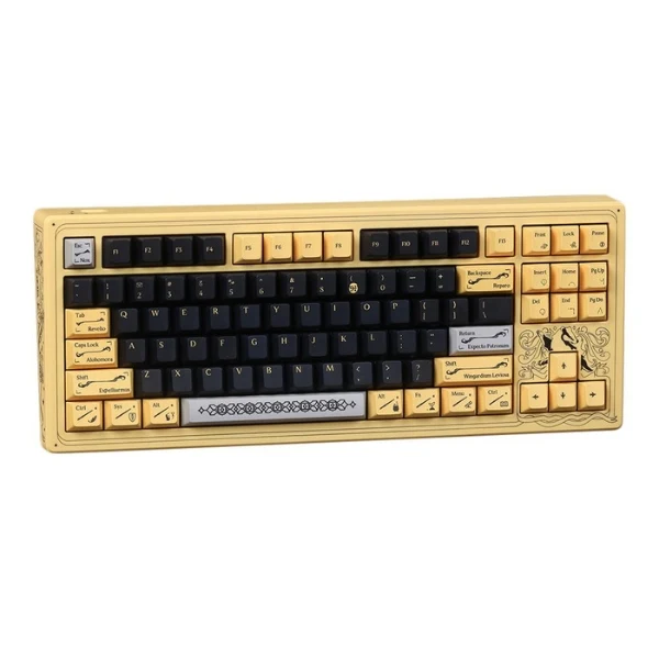 Teclado gaming mecánico Drop CSTM80 Harry Potter Hufflepuff TKL con switches Gateron Yellow - MDX-38218-3 - Amarillo