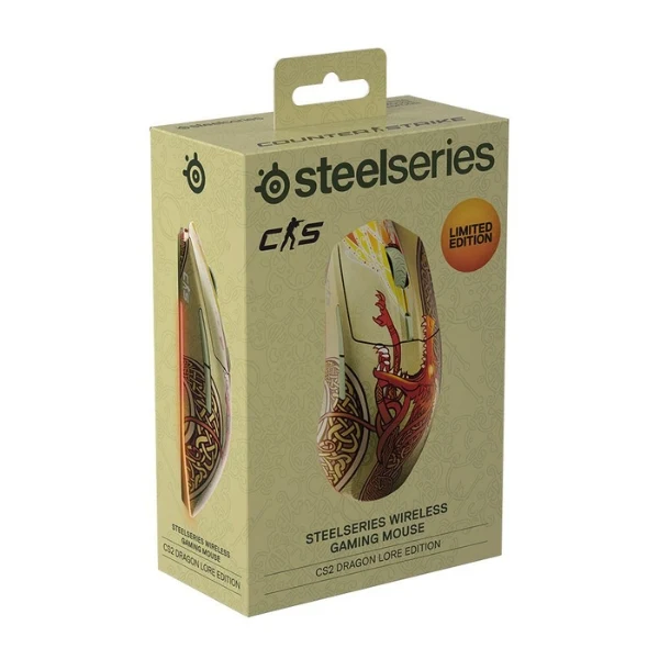 Mouse gaming inalámbrico SteelSeries Aerox 3 Wireless CS2 Dragon Lore Edition RGB 18000 DPI - 62614 - Rojo