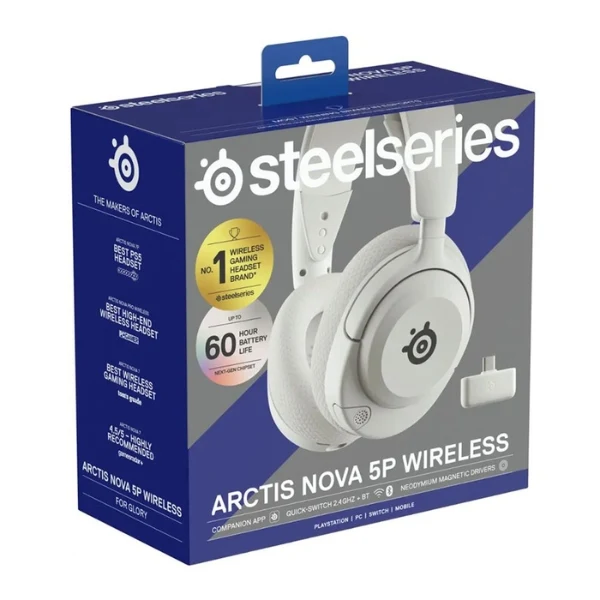 Audífonos gaming inalámbricos SteelSeries Arctis Nova 5 Wireless con Bluetooth y USB-C - 61674 - Blanco