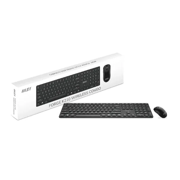 Combo Teclado y Mouse Inalámbrico MSI Forge K210 Wireless, Scissor Switch, Teclas Multimedia - USB 2.0 - Negro
