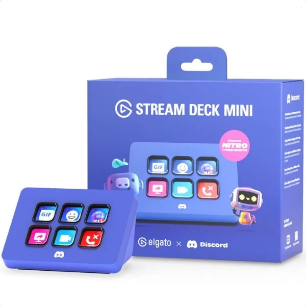 Stream Deck Mini Discord Edition Elgato - 6 Teclas LCD Personalizables - Controlador de Contenido Compatible Mac y PC - 10GAI9931