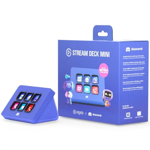 Stream Deck Mini Discord Edition Elgato - 6 Teclas LCD Personalizables - Controlador de Contenido Compatible Mac y PC - 10GAI9931