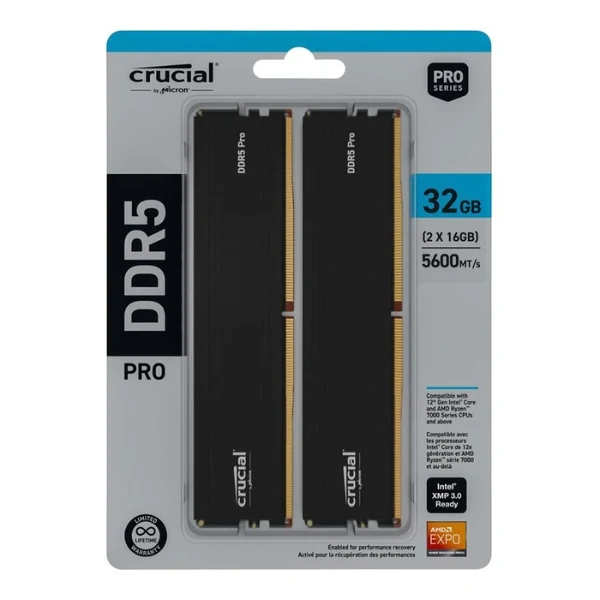 Memoria RAM Crucial Pro 32GB (2x16GB) DDR5-5600MHz PC5-44800 CL46 Dual Channel – Para PC