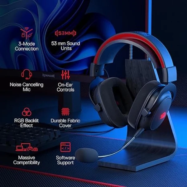 Audífonos Redragon H510 ZEUS-X RGB Wireless Gaming Headset - Blanco - H510W-RPO