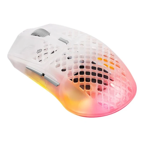 Mouse gaming inalámbrico SteelSeries Aerox 3 Wireless Gen 2 Ghost RGB 26000 DPI con polling 4000Hz - 62715 - Blanco