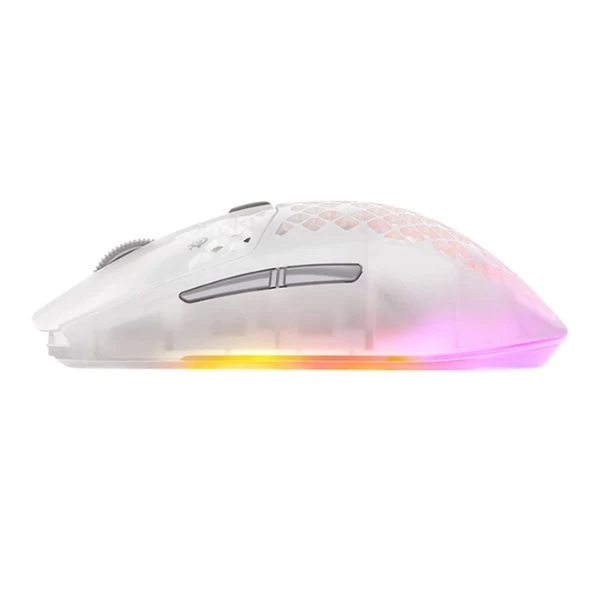 Mouse gaming inalámbrico SteelSeries Aerox 3 Wireless Gen 2 Ghost RGB 26000 DPI con polling 4000Hz - 62715 - Blanco