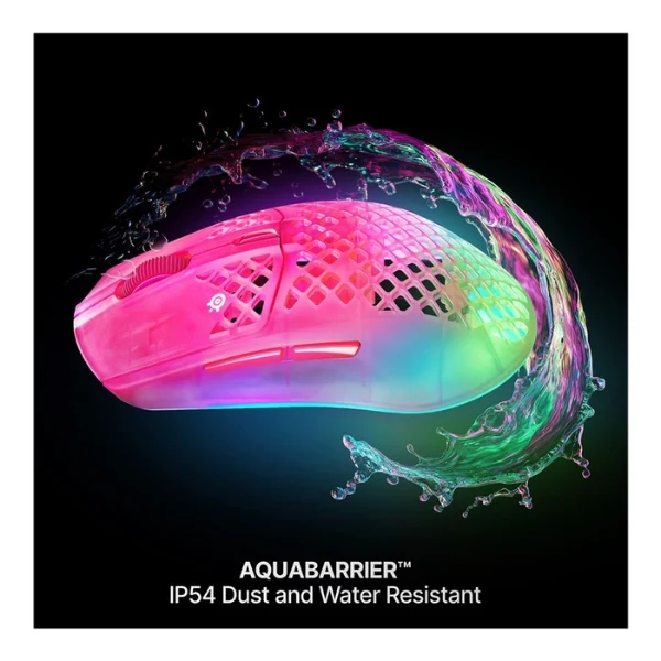 Mouse gaming inalámbrico SteelSeries Aerox 3 Wireless Gen 2 Haze RGB 26000 DPI con polling 4000Hz - 62716 - Rosado