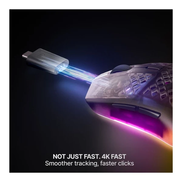 Mouse gaming inalámbrico SteelSeries Aerox 3 Wireless Gen 2 Shadow RGB 26000 DPI con polling 4000Hz - 62717 - Negro