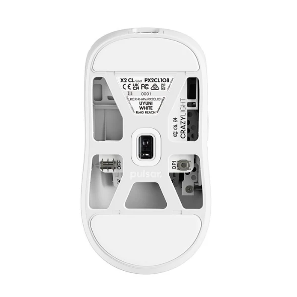 Mouse gaming inalámbrico Pulsar X2 CrazyLight Mini Uyuni White 32000 DPI con sensor XS-1 - PX2CL108 - Blanco