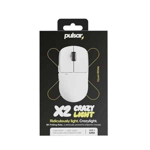 Mouse gaming inalámbrico Pulsar X2 CrazyLight Mini Uyuni White 32000 DPI con sensor XS-1 - PX2CL108 - Blanco