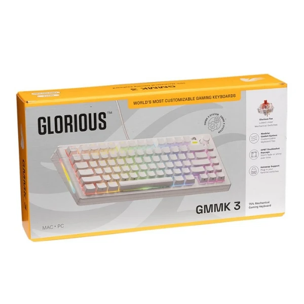 Teclado Mecánico Gaming Glorious GMMK 3 75% Blanco Hot-Swap Fox Linear