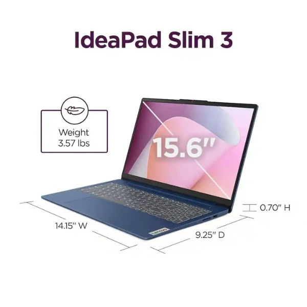 Laptop Lenovo IdeaPad Slim 3 Copilot AMD Ryzen 5 40 (2.8GHz) 8 GB RAM 512 GB SSD 15.6" AMD Radeon 610M Win 11 Home - Abyss Blue