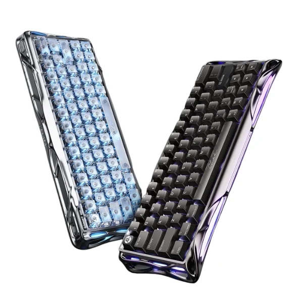 Teclado gaming cableado GravaStar Mercury V60 Pro Hall Effect 60% Chrome Silver RGB con switches Gateron Jade - GS V60 PRO_XTAL - Plateado