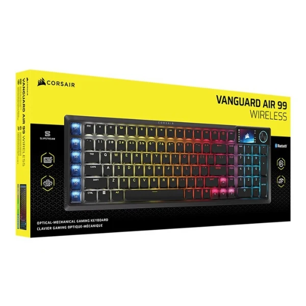 Teclado gaming inalámbrico Corsair VANGUARD AIR 99 RGB con switches OPX Optical y Stream Deck integrado - CH-91HA01B-NA - Negro