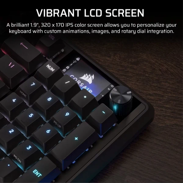 Teclado Mecanico Gaming Corsair Vanguard 96 con LCD y Stream Deck, Negro