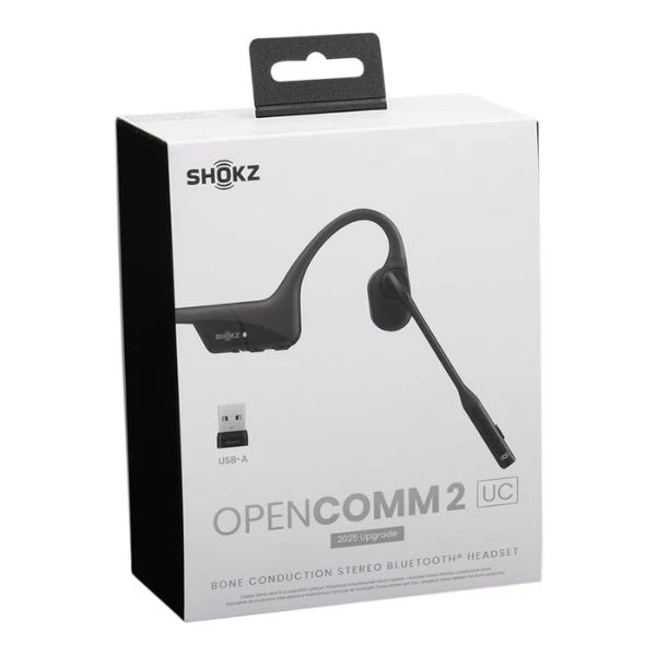 Audífono Shokz OpenComm2 UC Bone Conduction Bluetooth Stereo Headset - Negro - C120-AA-BK-US