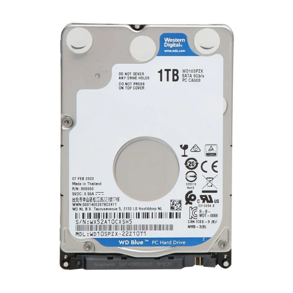 Disco Duro HDD WD Blue Mainstream 1TB 5400 RPM SATA III 6Gb/s 8MB caché Internal SMR 2,5"