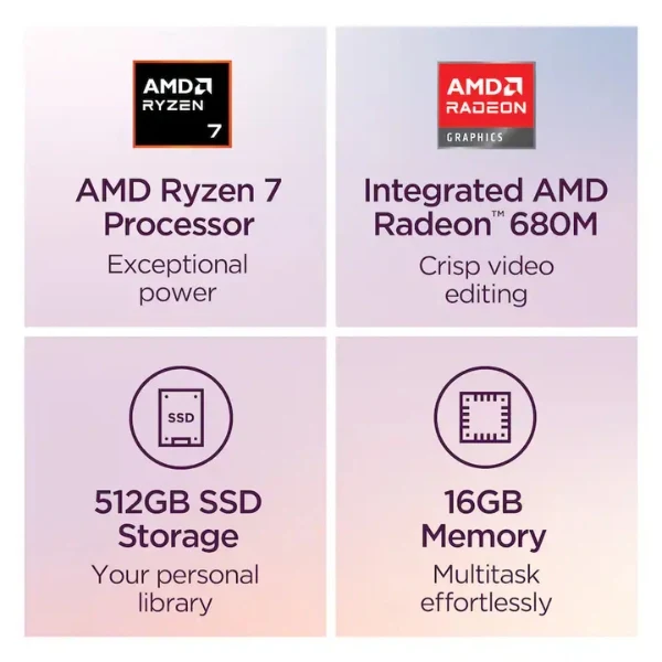 Laptop Lenovo IdeaPad Slim 3 - 15.3" WUXGA Touch - AMD Ryzen 7 170 - 512GB SSD - 16GB RAM - Windows 11 - Luna Grey - 83K700TUUS