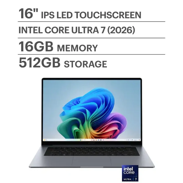 Laptop Samsung Galaxy Book6 Copilot+ PC Touchscreen Intel Core Ultra 7 355 16GB RAM 512GB SSD 16" Intel Graphics Windows 11 Home - Gray