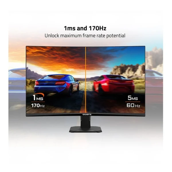 Monitor Gaming Gigabyte 27" Curvo QHD 2560x1440 165Hz - Negro