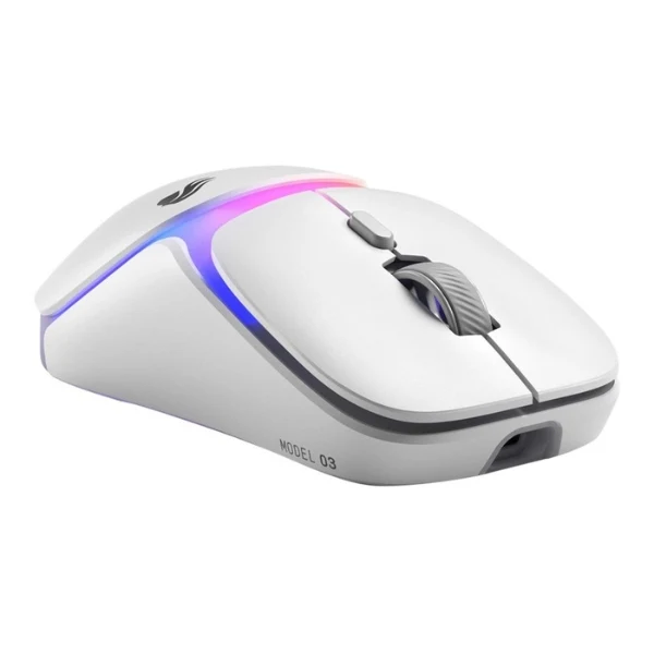 Mouse gaming inalámbrico Glorious Model O3 White RGB 30000 DPI con sensor BAMF 3.0 30K - GLO-O3-WL-WHT - Blanco