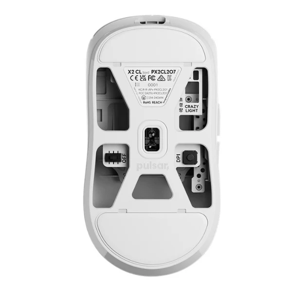Mouse gaming inalámbrico Pulsar X2 CrazyLight Medium Uyuni White 32000 DPI con sensor XS-1 - PX2CL202 - Blanco